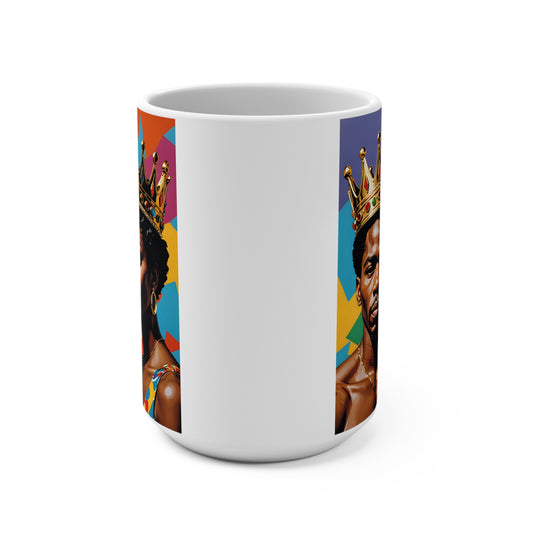 Black King And Queen Coffee Mug Royalty Crown Art Cup Gift For Couples