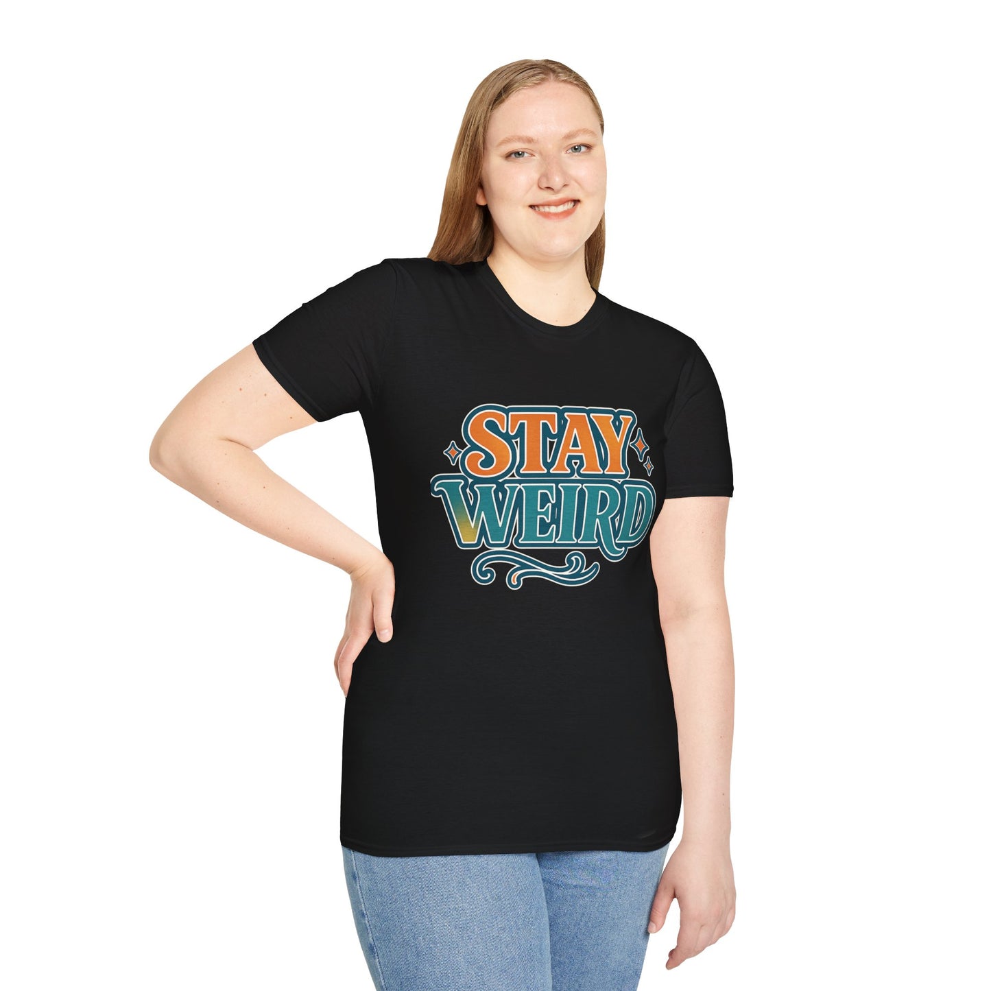 Stay Weird Unisex Softstyle T-Shirt - Fun Graphic Tee, Quirky Apparel, Gift for Friends, Casual Wear, Unique Style