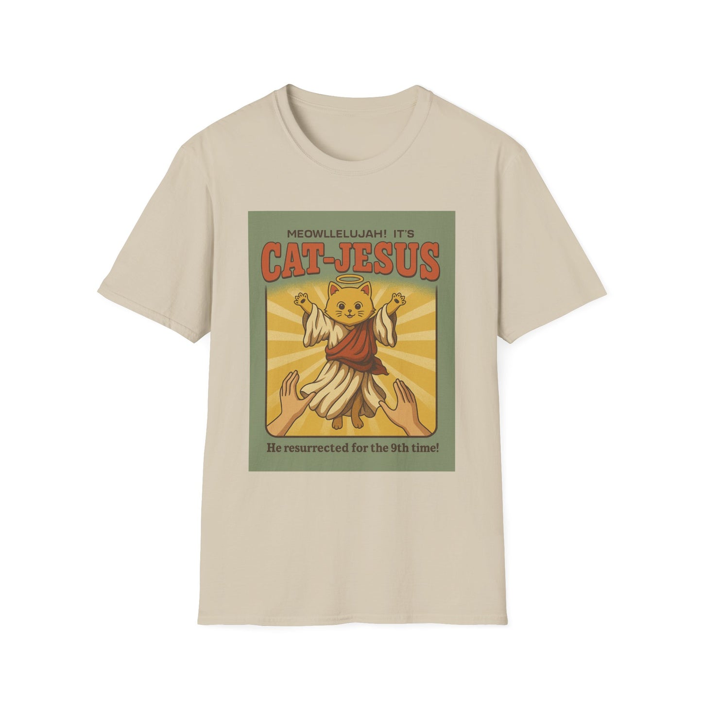 Cat Jesus Funny Resurrected Cat Shirt Meow Hallelujah Tee for Cat Lovers Faith and Felines Fans of Holy Humor and Nine Lives Resurrection Gags