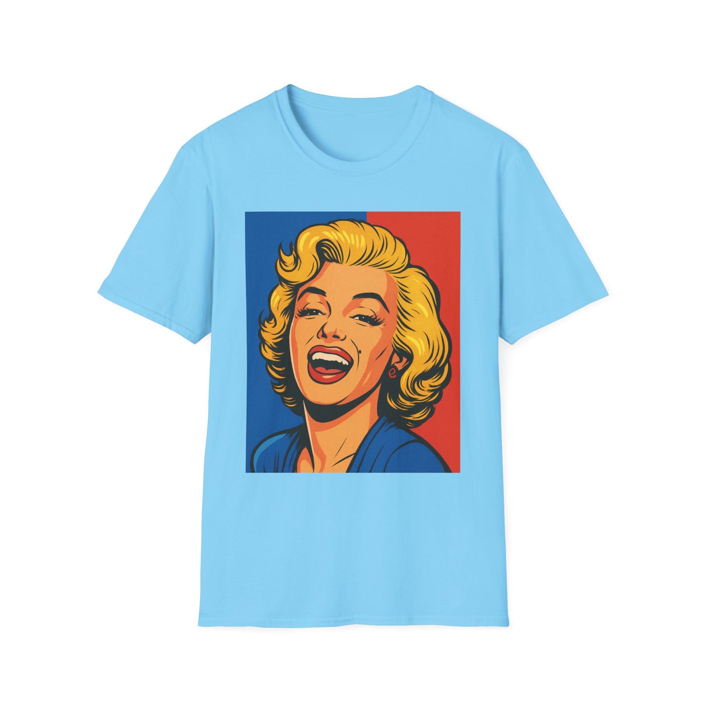 Retro Blonde Bombshell T-Shirt – Pop Art Style Graphic Tee – Gift for Classic Movie Fans, Vintage Aesthetic Lovers, and Bold Fashion Enthusiasts