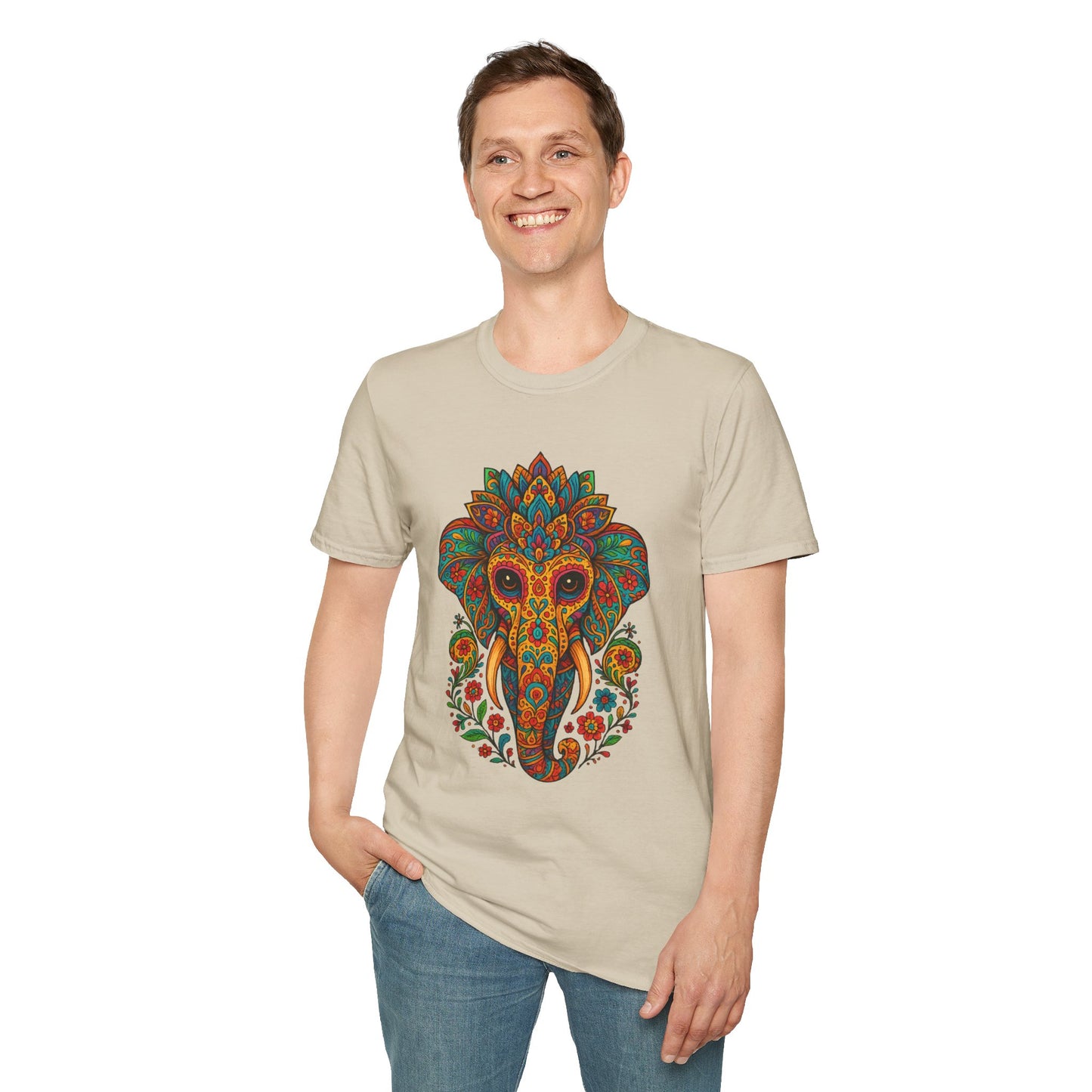 Boho Elephant Shirt Psychedelic Floral Head Art Tee Gift for Spiritual Seekers Animal Lovers and Mindful Hippies with a Love for Earthy Trippy Vibes