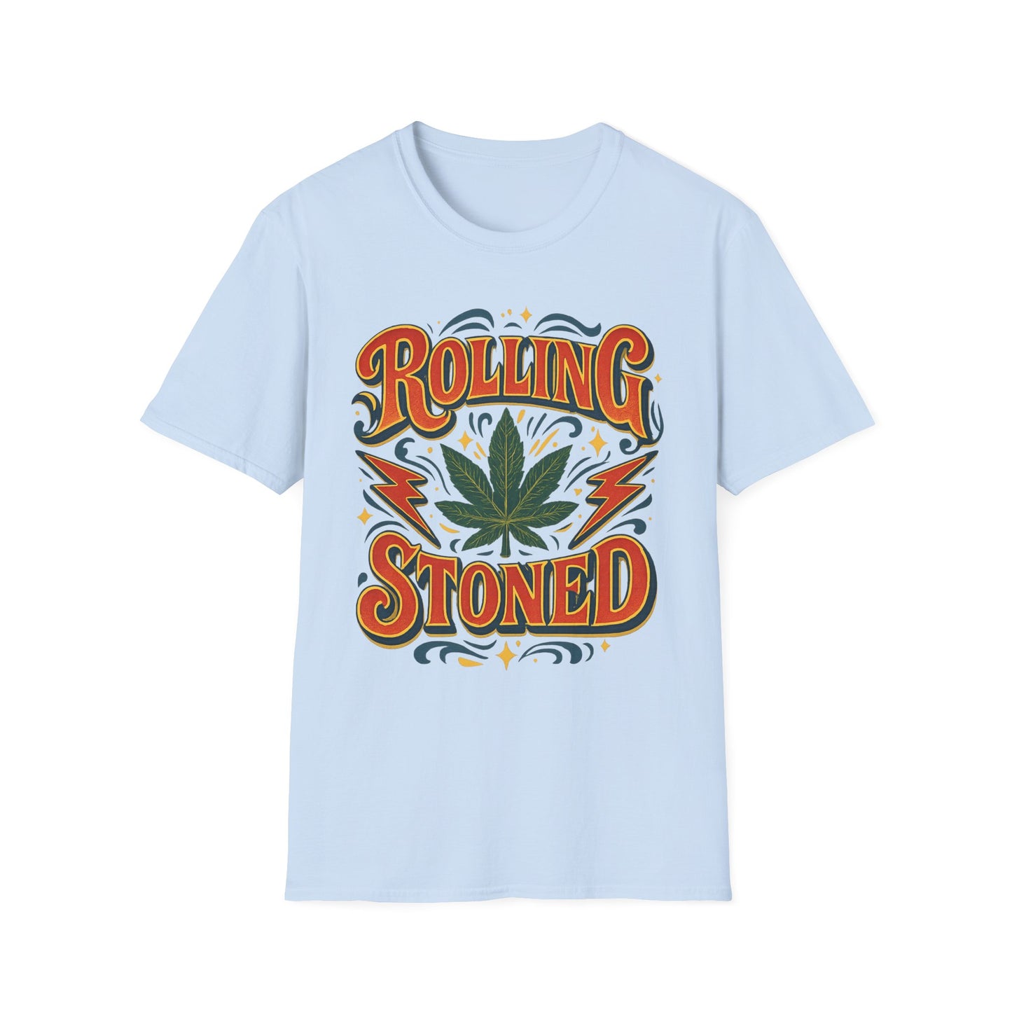 Rolling Stoned Weed Shirt – Funny Cannabis Leaf Tee – Gift for Potheads, 420 Smokers, Stoner Music Fans, and Chill Marijuana Enthusiasts