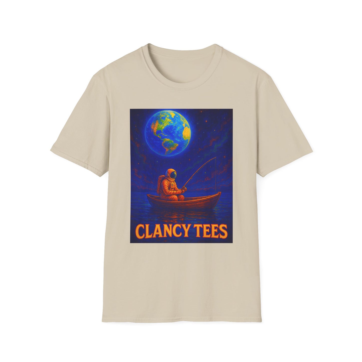 Space Fisherman Graphic T-Shirt, Chill Vibes Tee, Eco-Friendly Gift, Outdoor Enthusiast Apparel, Perfect for Holidays & Summer