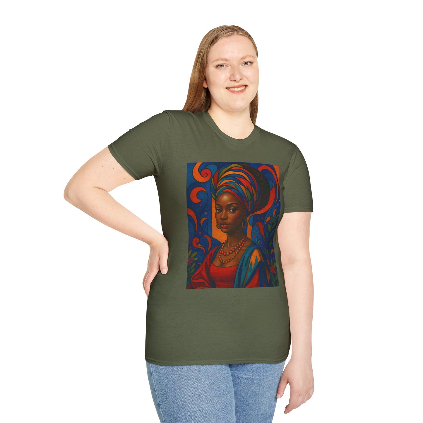 Afrocentric Queen T Shirt Bold Colorful African Art Tee for Black Women Melanin Magic Lovers Cultural Pride Streetwear and Afro Art Enthusiasts