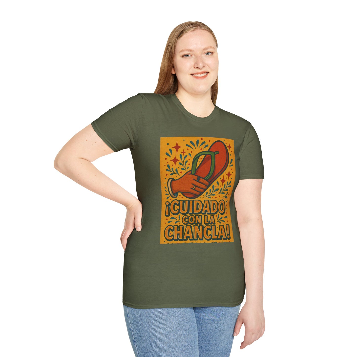 Cuidado Con La Chancla T-Shirt Funny Spanish Graphic Tee Latin Humor Shirt Fiesta Party Shirt Gift for Hispanic Friends Gift for Moms Gift for Abuela