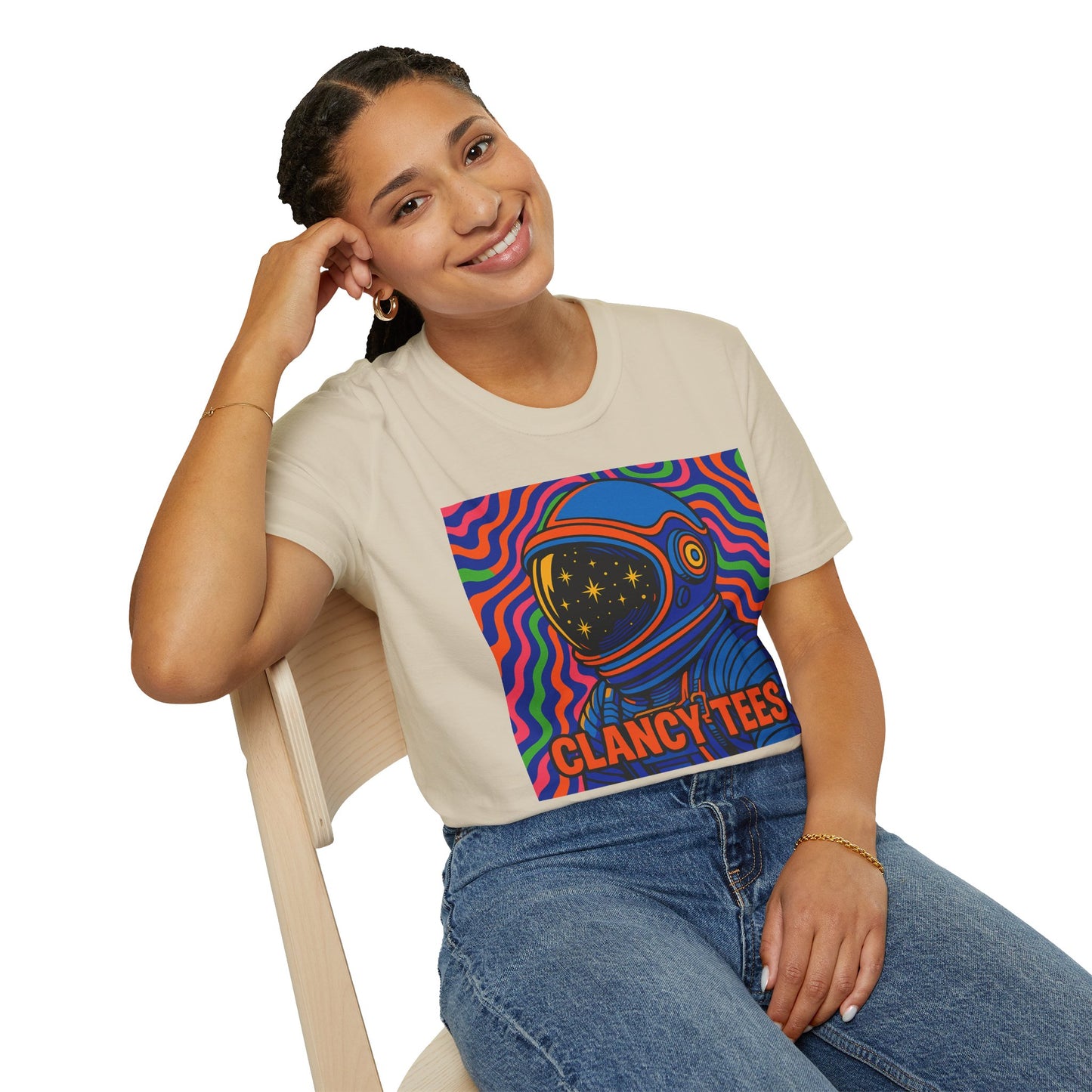Cosmic Astronaut T-Shirt - Unisex Softstyle Tee, Space Lover Gift, Retro Vibes, Festival Wear, Graphic Tee