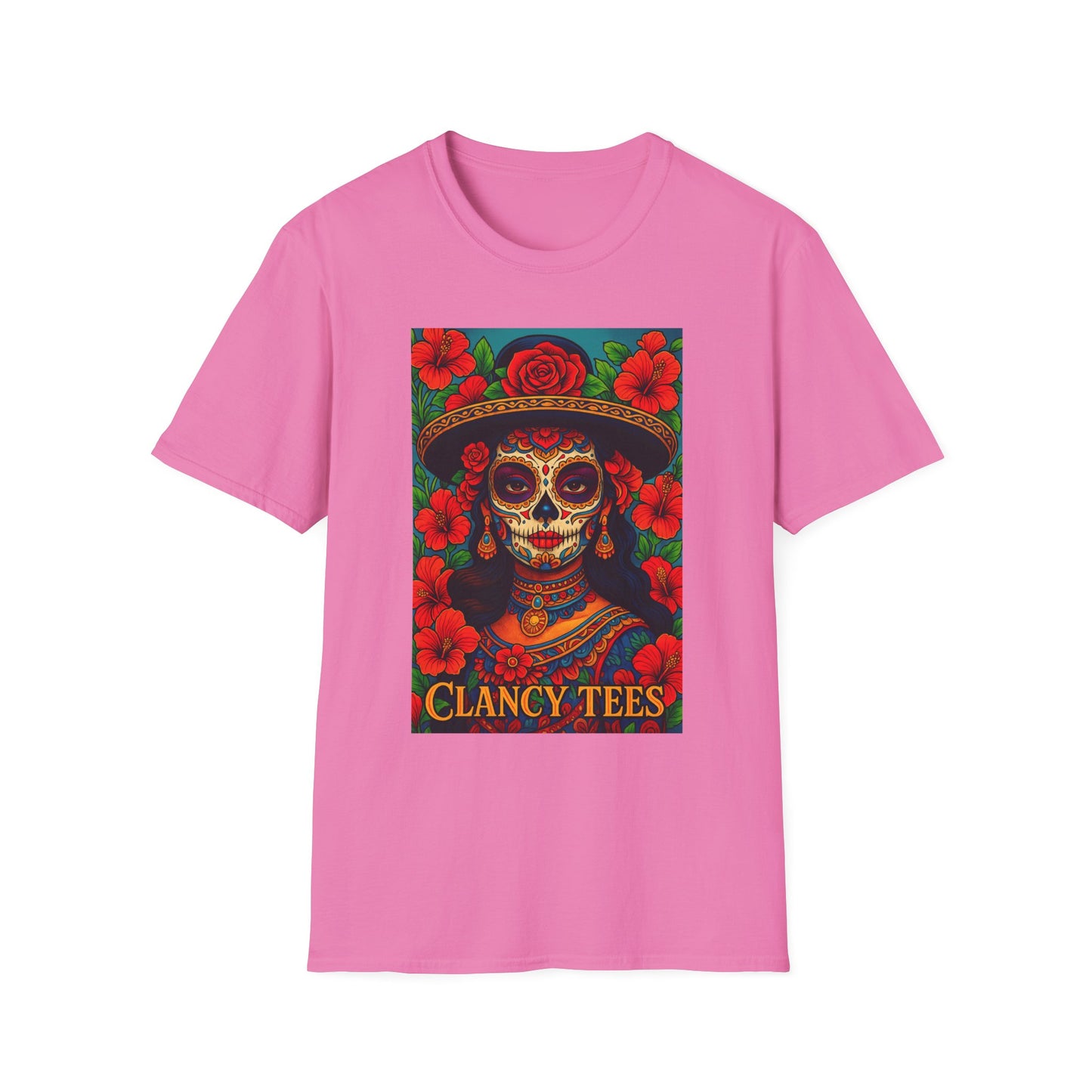 Colorful Sugar Skull T-Shirt, Day of the Dead Tee, Unique Graphic Shirt, Festival Apparel, Gift for Halloween, Unisex Softstyle Tee