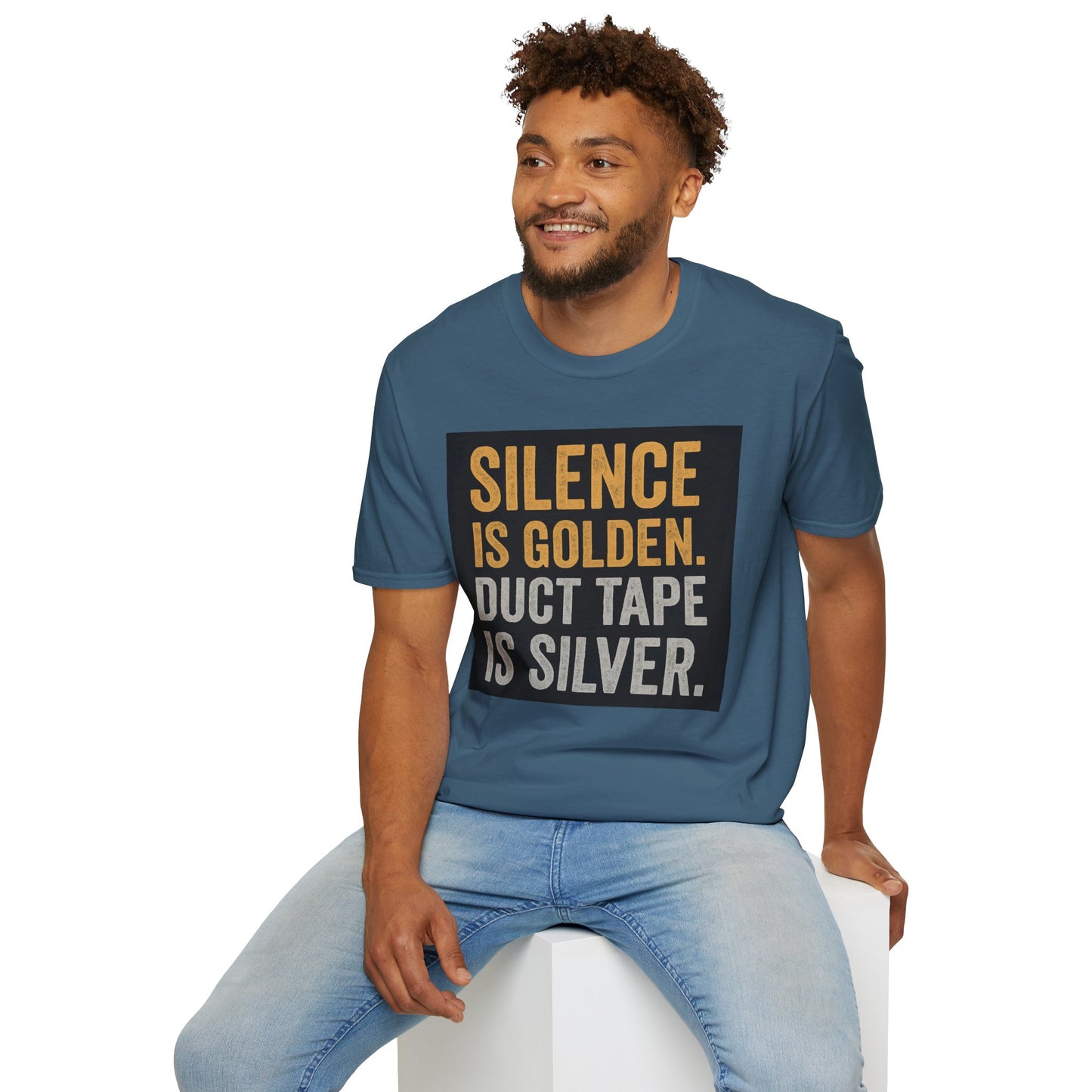 Funny Quote T-Shirt - Silence is Golden Duct Tape is Silver, Gift for Dad, Birthday Gift, Humorous Tee, Unisex Apparel, Casual Wear