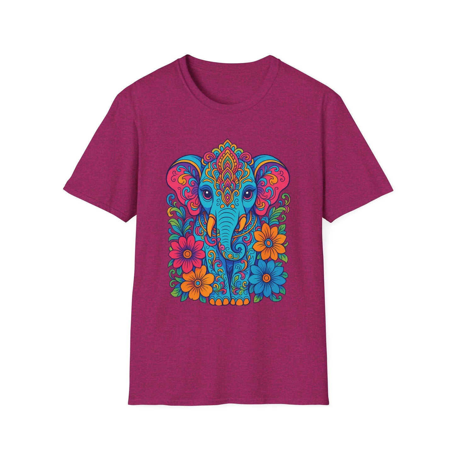 Colorful Elephant Shirt Trippy Boho Floral Art Tee Gift for Yoga Lovers Psychedelic Animal Fans and Free Spirits Who Rock Vibrant Festival Style