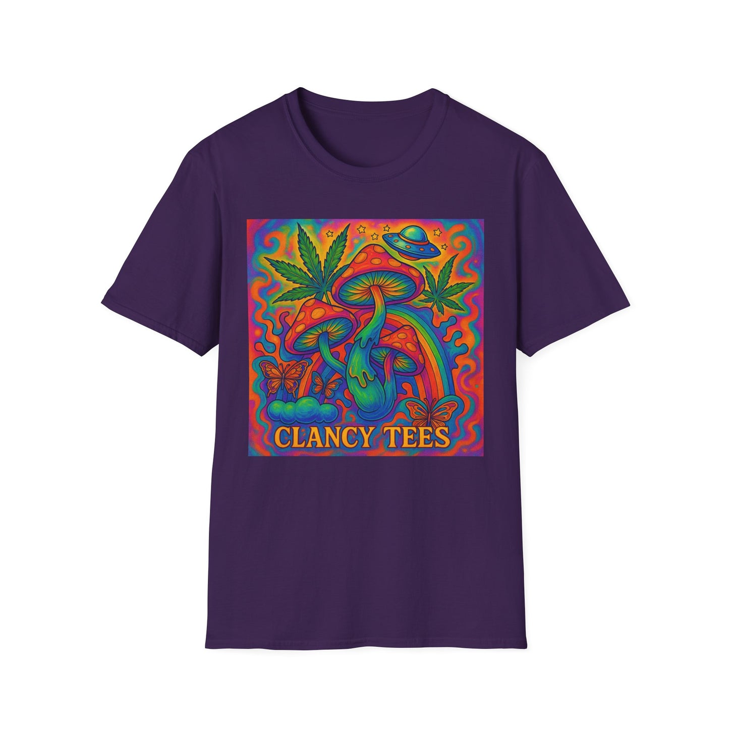 Colorful Psychedelic T-Shirt, Fun Graphic Tee for Music Festivals, Unique Gift for Friends, Retro Style Shirt, Unisex Softstyle Tee