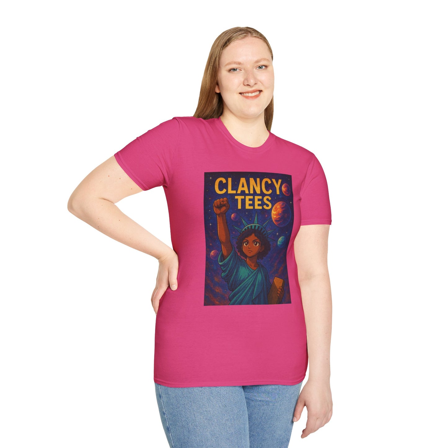 Empowerment Liberty Graphic T-Shirt, Space-Themed Tee, Unisex Casual Wear, Gift for Space Lovers, Inspirational Fashion
