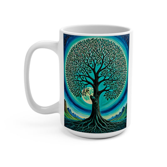 Tree Of Life Mug – Spiritual Coffee Cup With Cosmic Nature Artwork, Celestial Roots Design, Gift For Nature Lovers