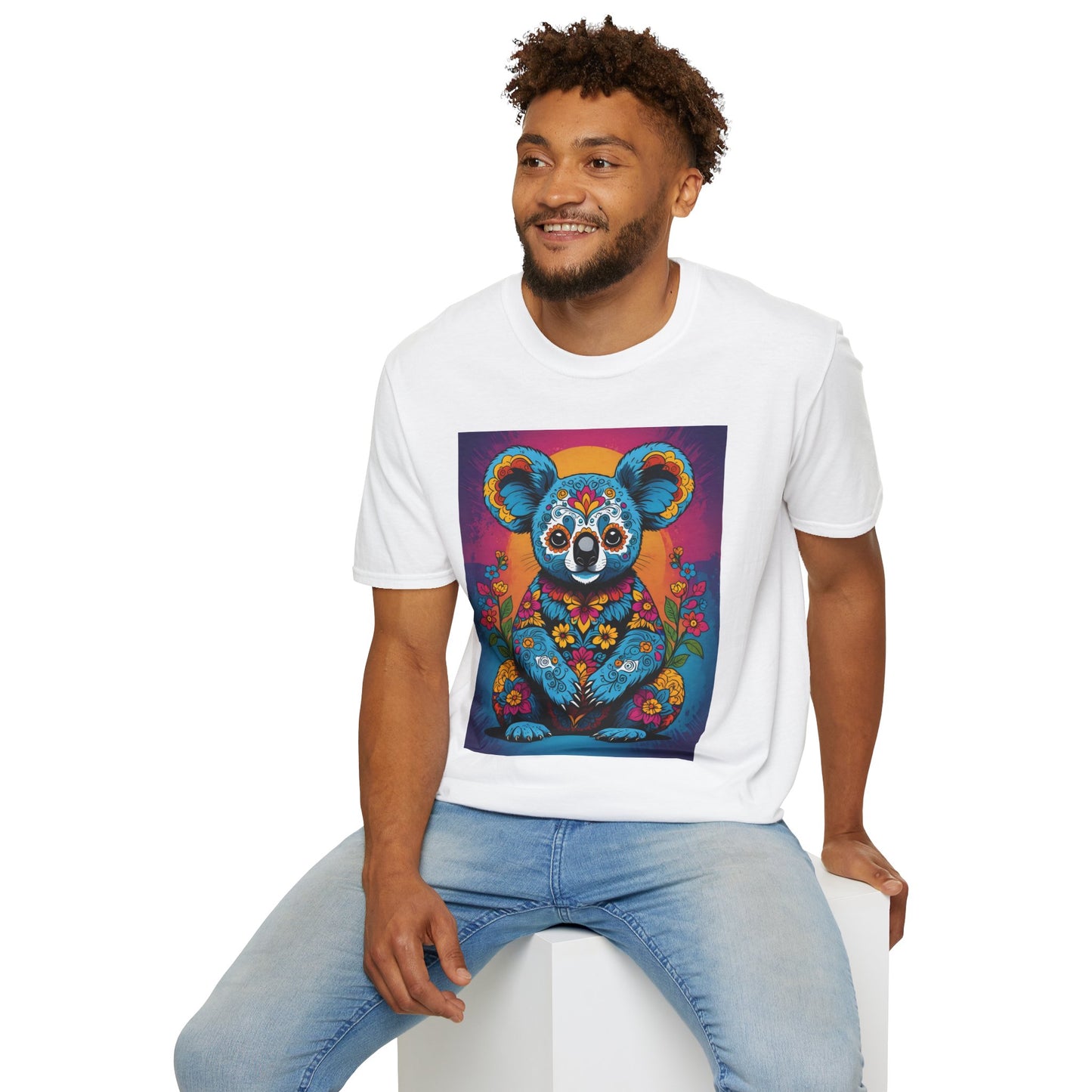 Psychedelic Koala T Shirt Trippy Animal Graphic Tee Colorful Festival Top Gift for Nature Lovers
