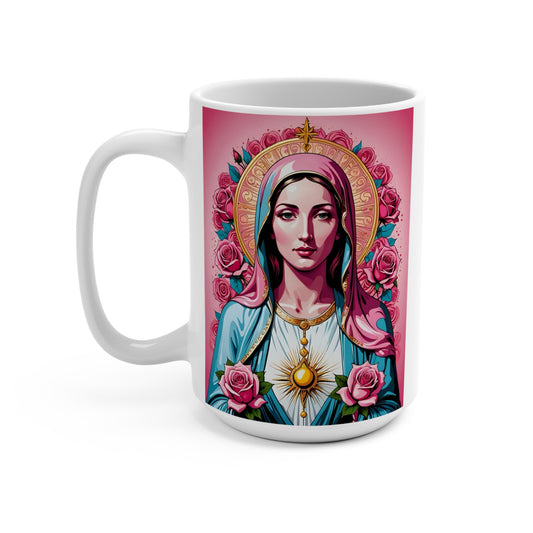 Sacred Heart Madonna Mug Spiritual Icon Artwork Ceramic Coffee Cup Gift for Art Lovers