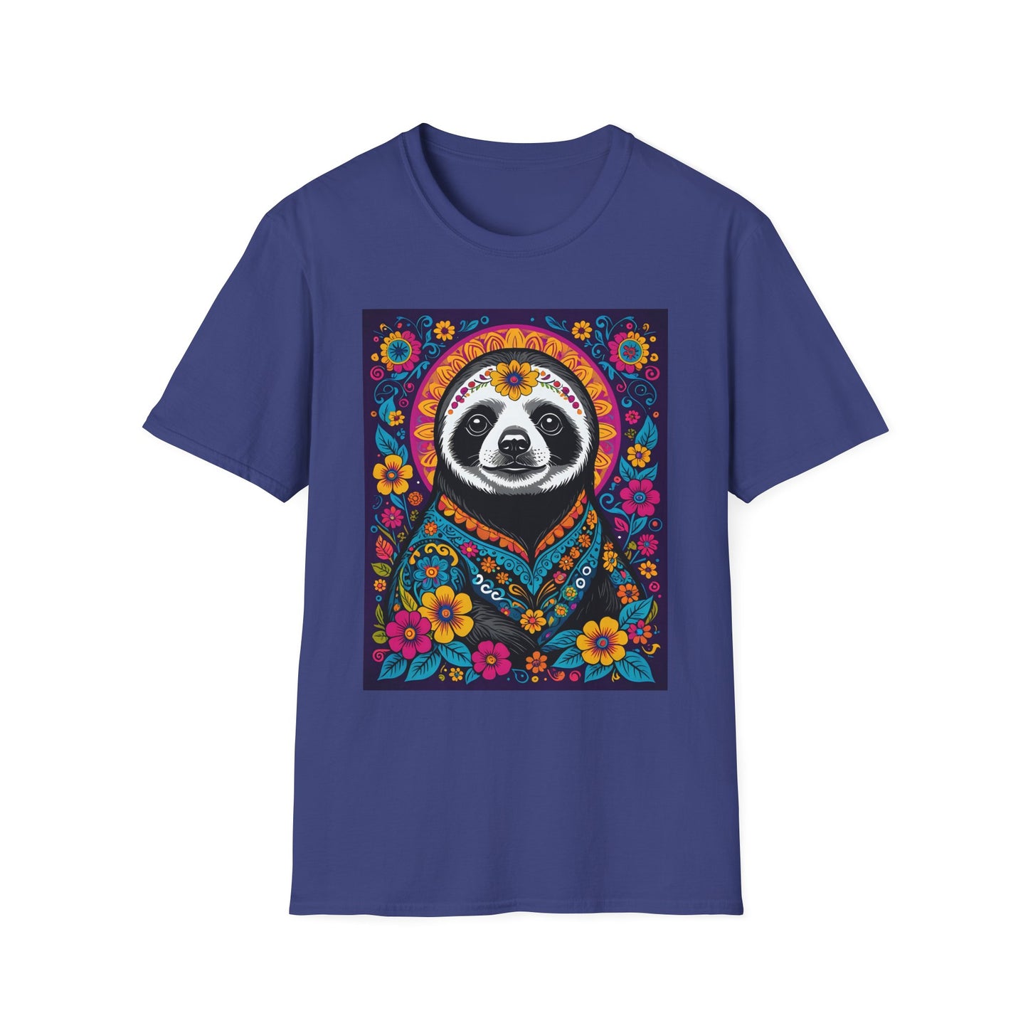 Psychedelic Sloth T Shirt Boho Animal Graphic Tee Trippy Festival Top Gift for Sloth Lovers