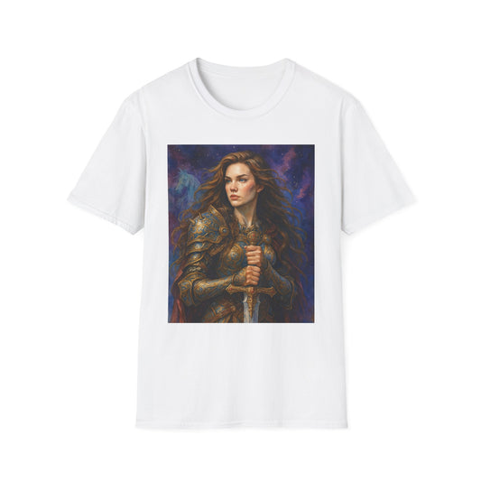 Warrior Woman T Shirt Fantasy Knight Art Medieval Armor Female Hero Tee Gift for Fantasy Lovers Sword Wielder Shirt Bold Aesthetic Battlecore Clothing