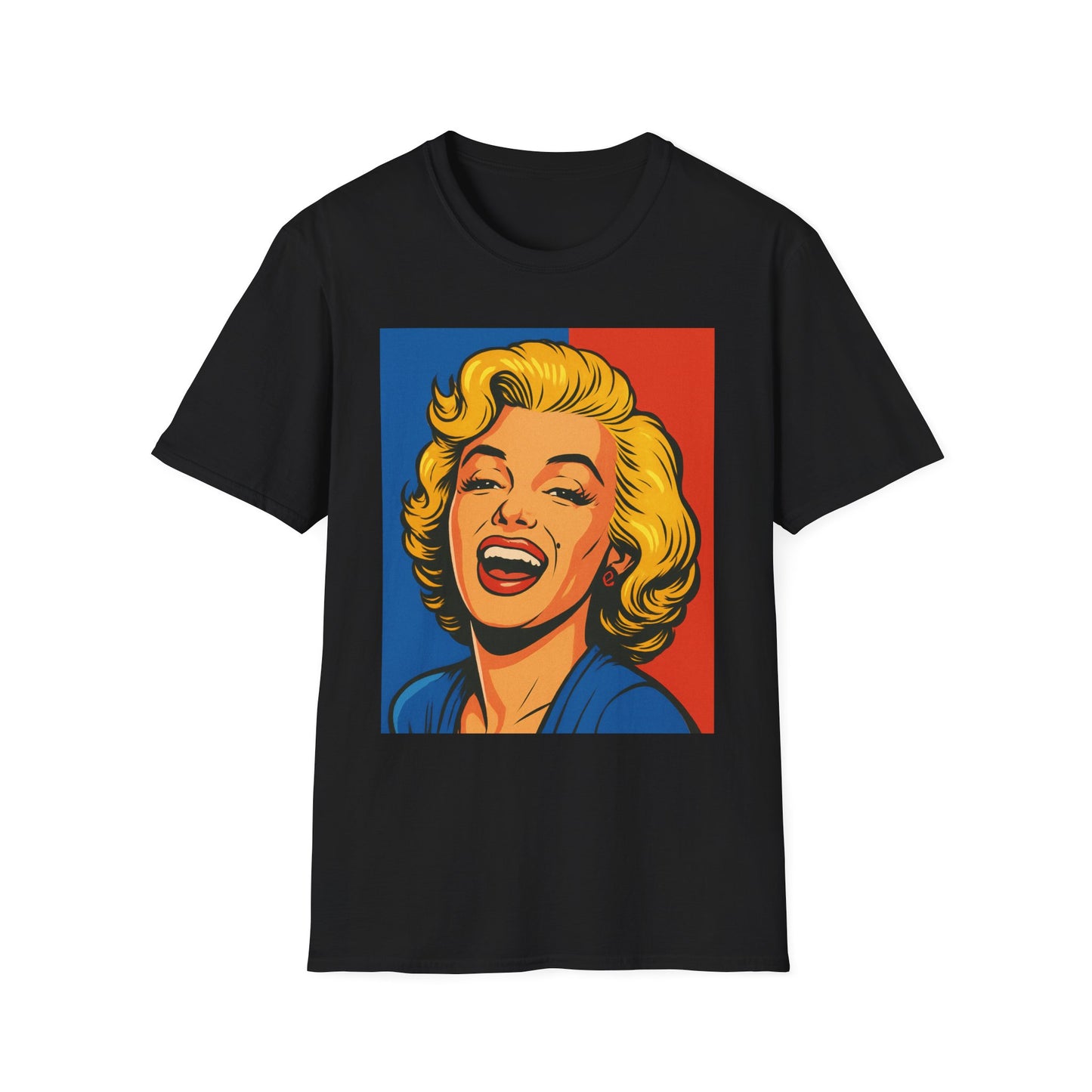 Retro Blonde Bombshell T-Shirt – Pop Art Style Graphic Tee – Gift for Classic Movie Fans, Vintage Aesthetic Lovers, and Bold Fashion Enthusiasts