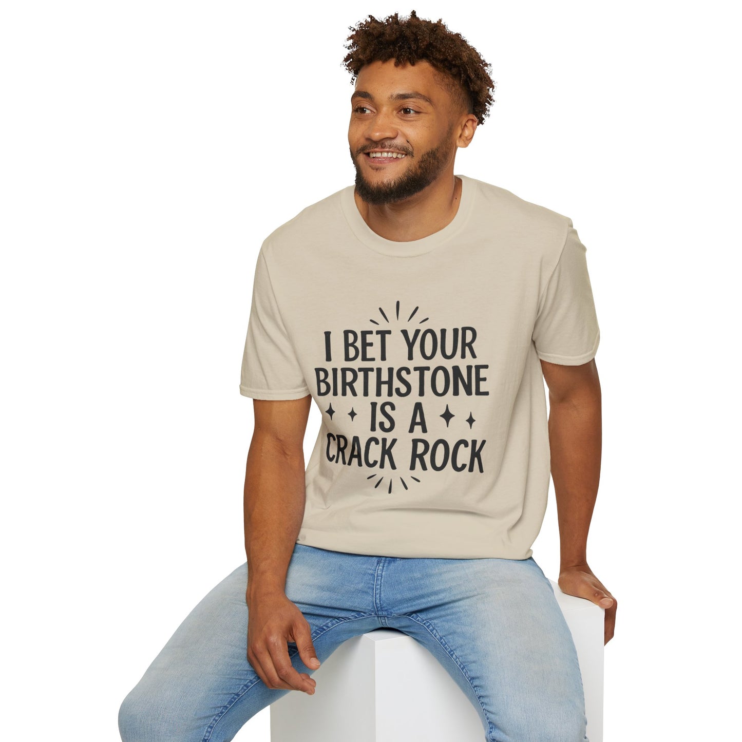 Crack Rock Birthstone Shirt – Funny Insult Tee – Gift for Petty Friends, Sarcastic Adults, and People Who Love Dark Humor