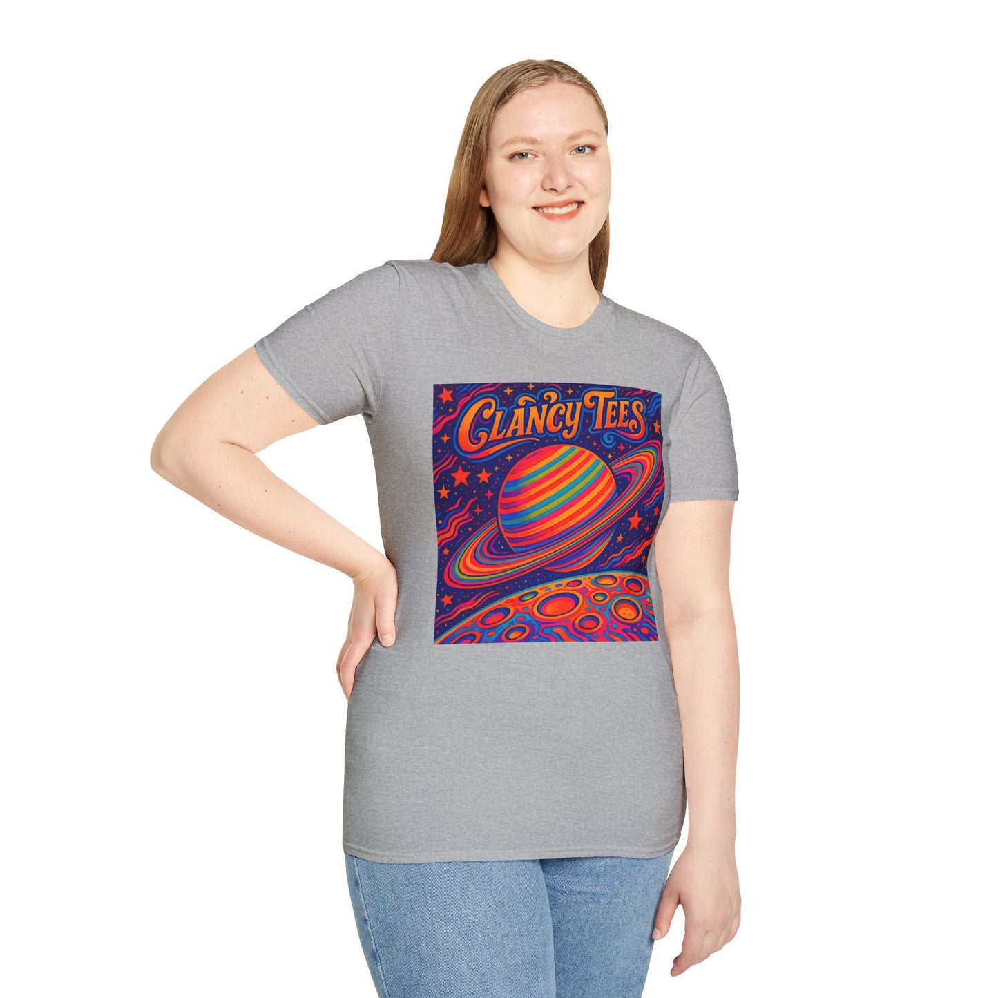Psychedelic Saturn Shirt – Trippy Outer Space Graphic Tee with Colorful Planet Art – Gift for Stargazers, Spaceheads, and Cosmic Explorers