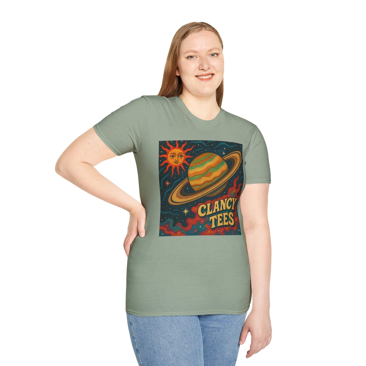Saturn Sun Shirt – Retro Psychedelic Planet Graphic Tee with Groovy Outer Space Art – Gift for Astronomers, Daydreamers, and Cosmic Wanderers
