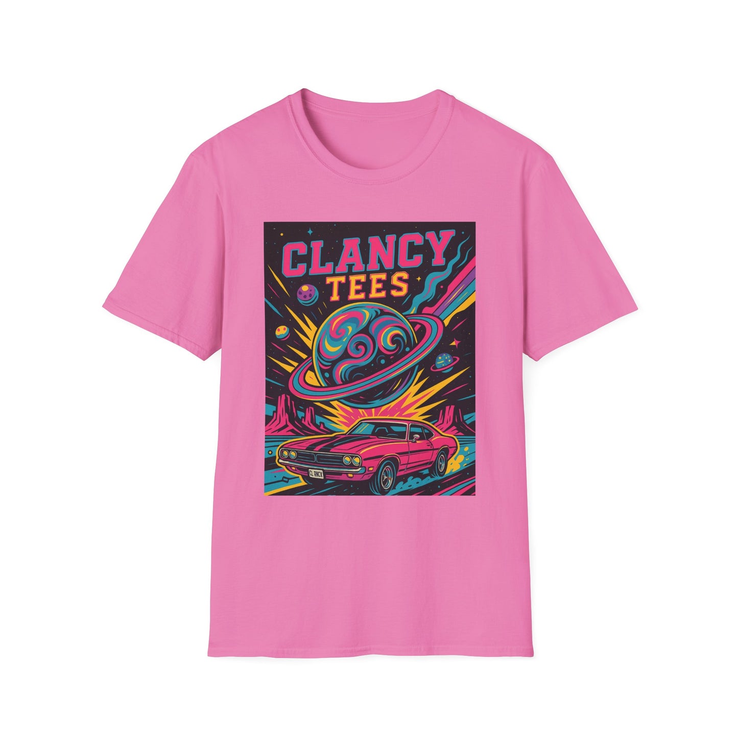 Retro UFO Car Crash Shirt – Clancy Tees Vaporwave Space Tee – Gift for Sci-Fi Fans, Vintage Car Lovers, Alien Believers, and 80s Aesthetic Addicts