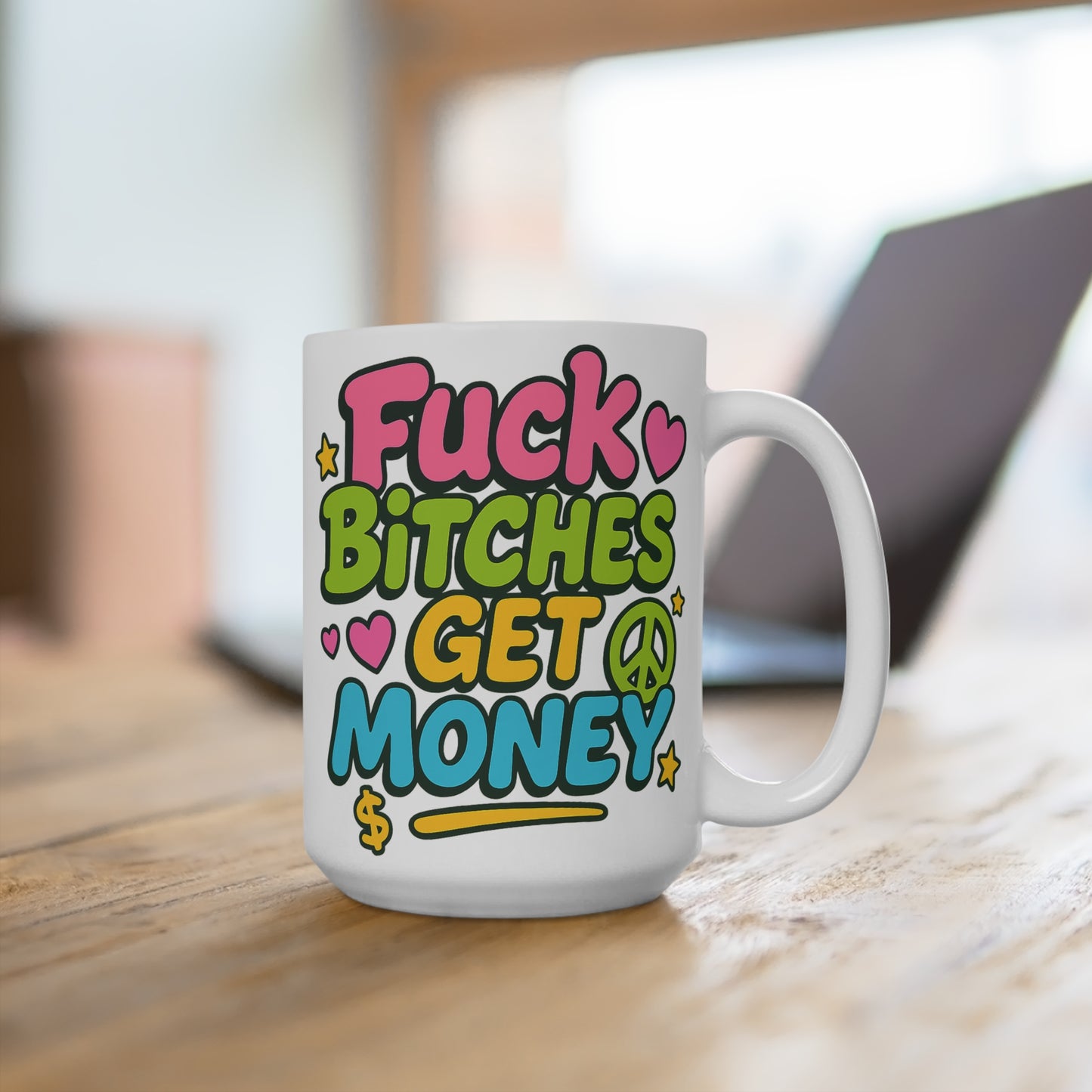 Fuck Bitches Get Money Mug Funny Coffee Cup Bold Graphic Humor Ceramic Gift For Friends
