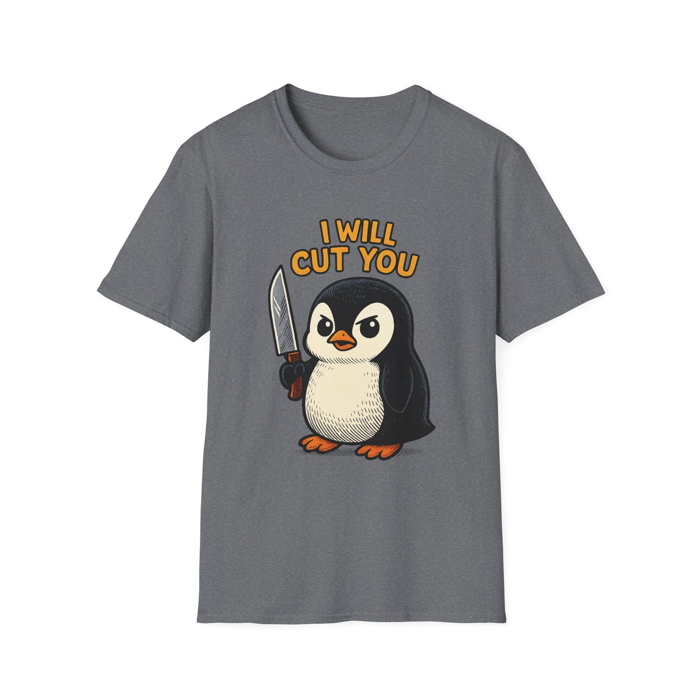 Angry Penguin Knife Shirt – Funny Animal Graphic Tee, Sarcastic Gift for Introverts, Cute but Deadly Humor Shirt