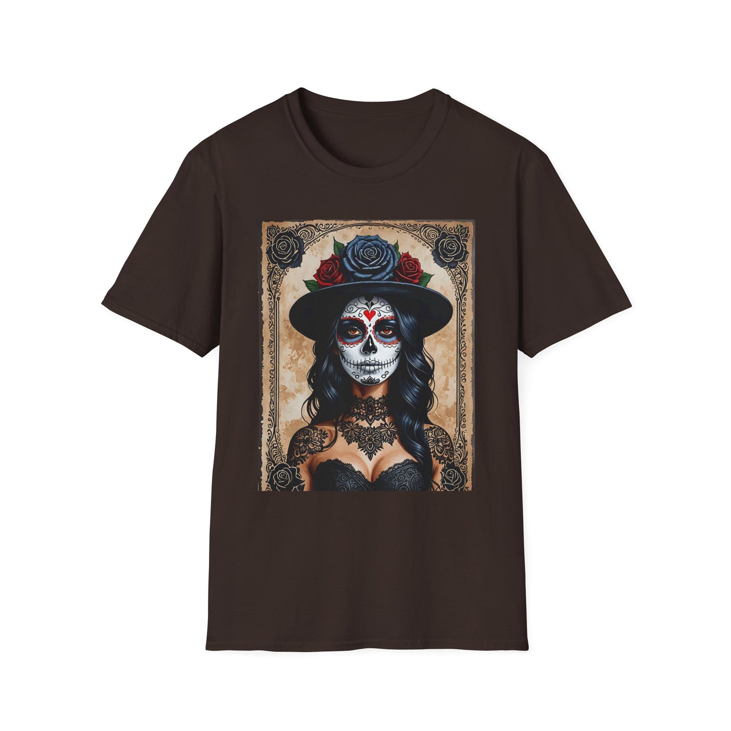 Sugar Skull T-Shirt – Gothic Calavera Tattoo Art Tee – Gift for Skull Collectors, Tattoo Lovers, and Dark Aesthetic Fans