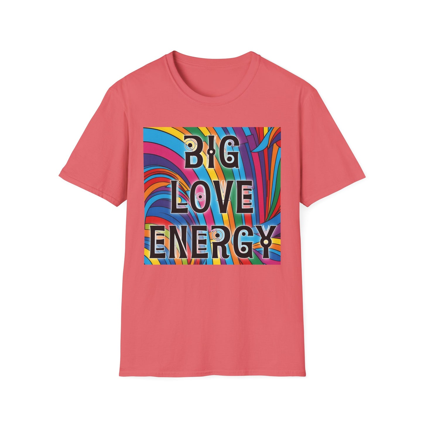 Big Love Energy Shirt – Colorful Retro Pride Rainbow Tee with Bold Positive Message – Gift for Optimists, LGBTQ Friends, and Love-First People
