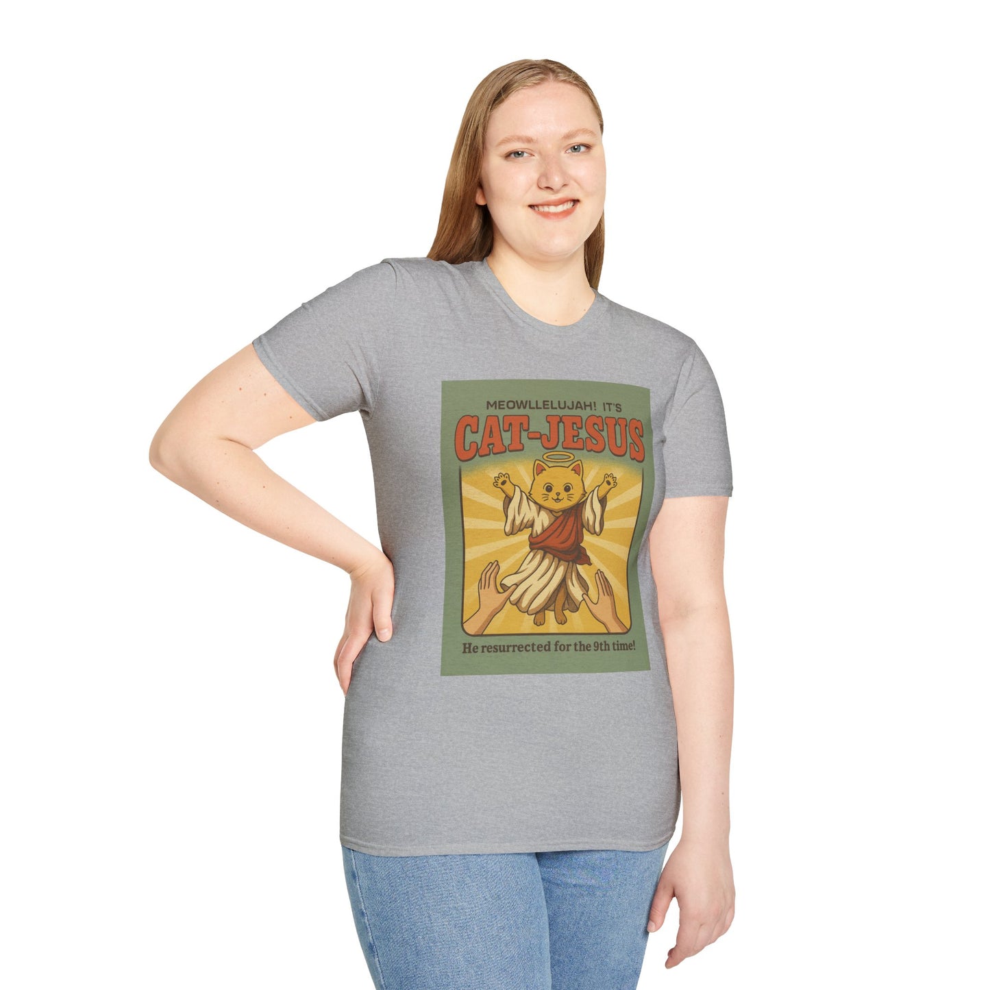 Cat Jesus Funny Resurrected Cat Shirt Meow Hallelujah Tee for Cat Lovers Faith and Felines Fans of Holy Humor and Nine Lives Resurrection Gags
