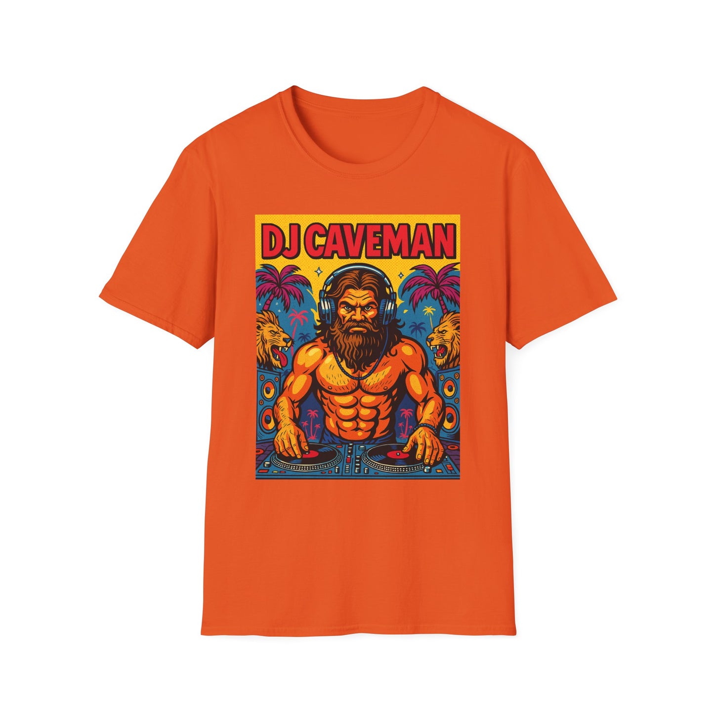 DJ Caveman T-Shirt Funny Rave Party Tee | Prehistoric Clubbing Shirt for Music Lovers | Gift for DJs and EDM Fans | Caveman Aesthetic Shirt
