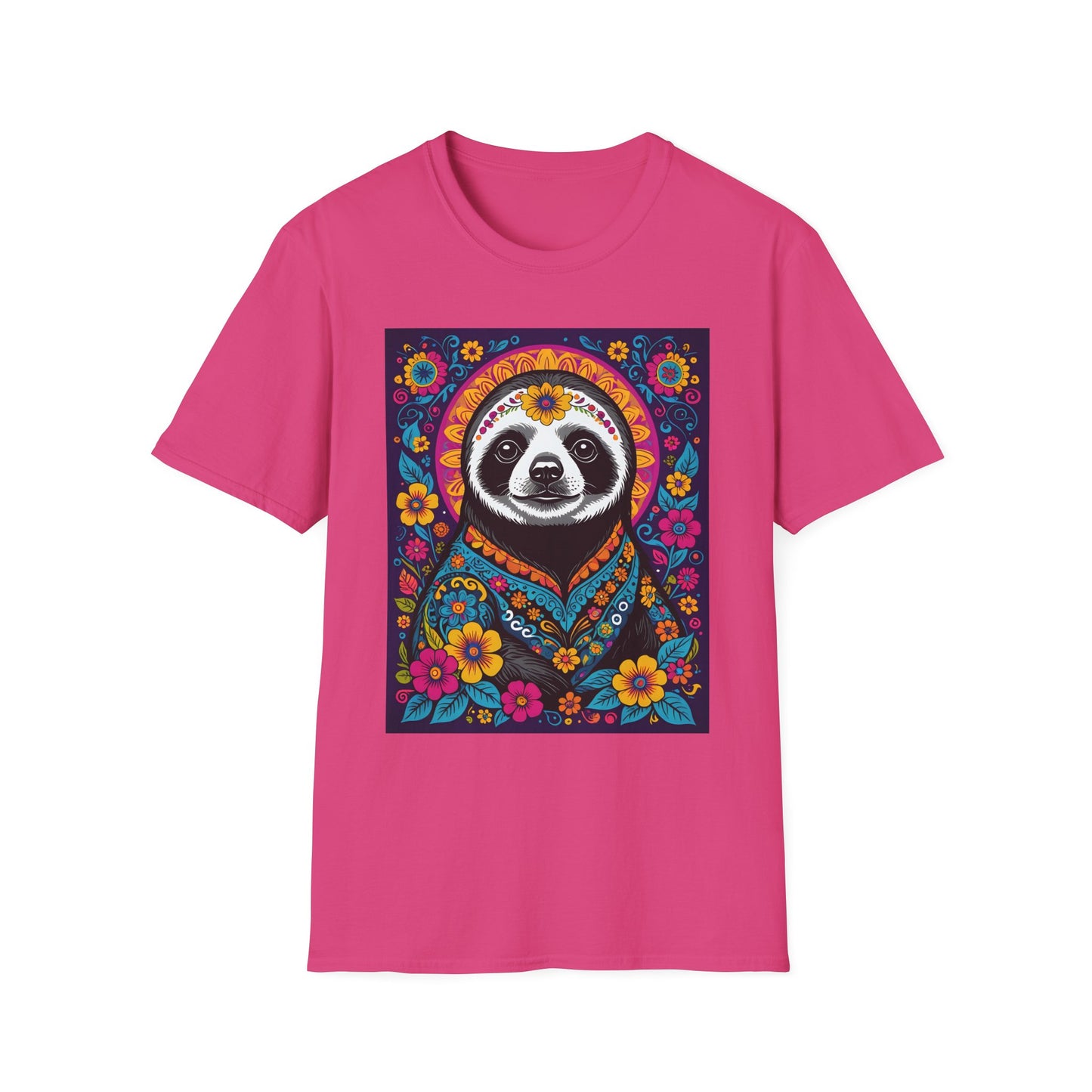 Psychedelic Sloth T Shirt Boho Animal Graphic Tee Trippy Festival Top Gift for Sloth Lovers