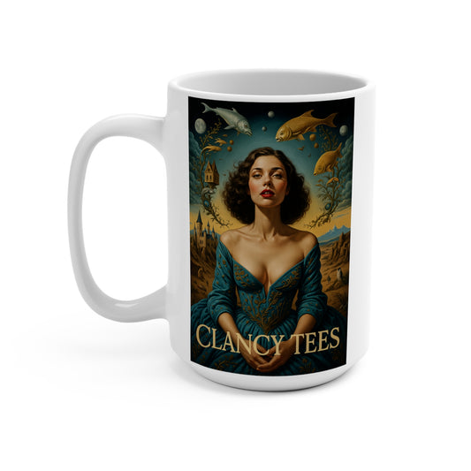Surreal Fantasy Queen Mug Dreamlike Artwork Ceramic Coffee Cup Gift for Art Lovers