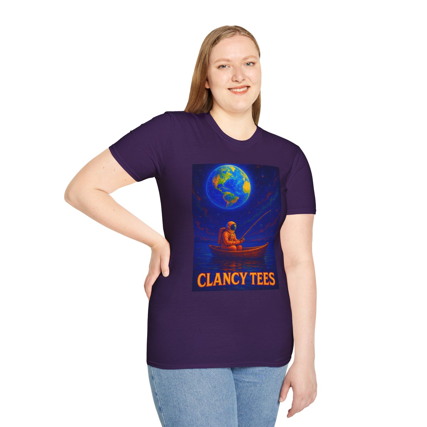 Space Fisherman Graphic T-Shirt, Chill Vibes Tee, Eco-Friendly Gift, Outdoor Enthusiast Apparel, Perfect for Holidays & Summer