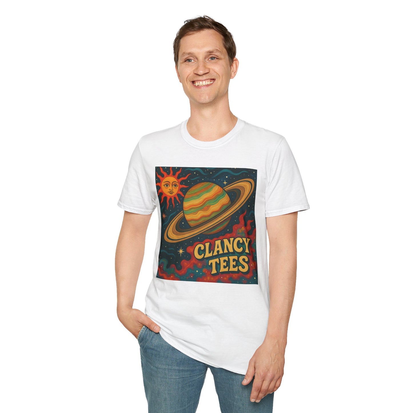 Saturn Sun Shirt – Retro Psychedelic Planet Graphic Tee with Groovy Outer Space Art – Gift for Astronomers, Daydreamers, and Cosmic Wanderers