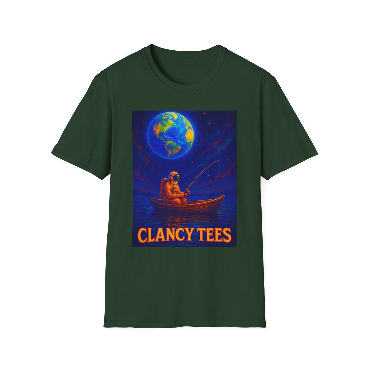 Space Fisherman Graphic T-Shirt, Chill Vibes Tee, Eco-Friendly Gift, Outdoor Enthusiast Apparel, Perfect for Holidays & Summer