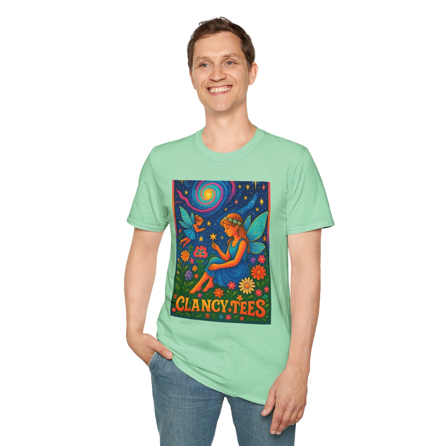 Fairy Garden T-Shirt Whimsical Fantasy Graphic Tee Cosmic Nature Shirt Gift for Dreamers Gift for Fairy Lovers Vibrant Magical Artwork