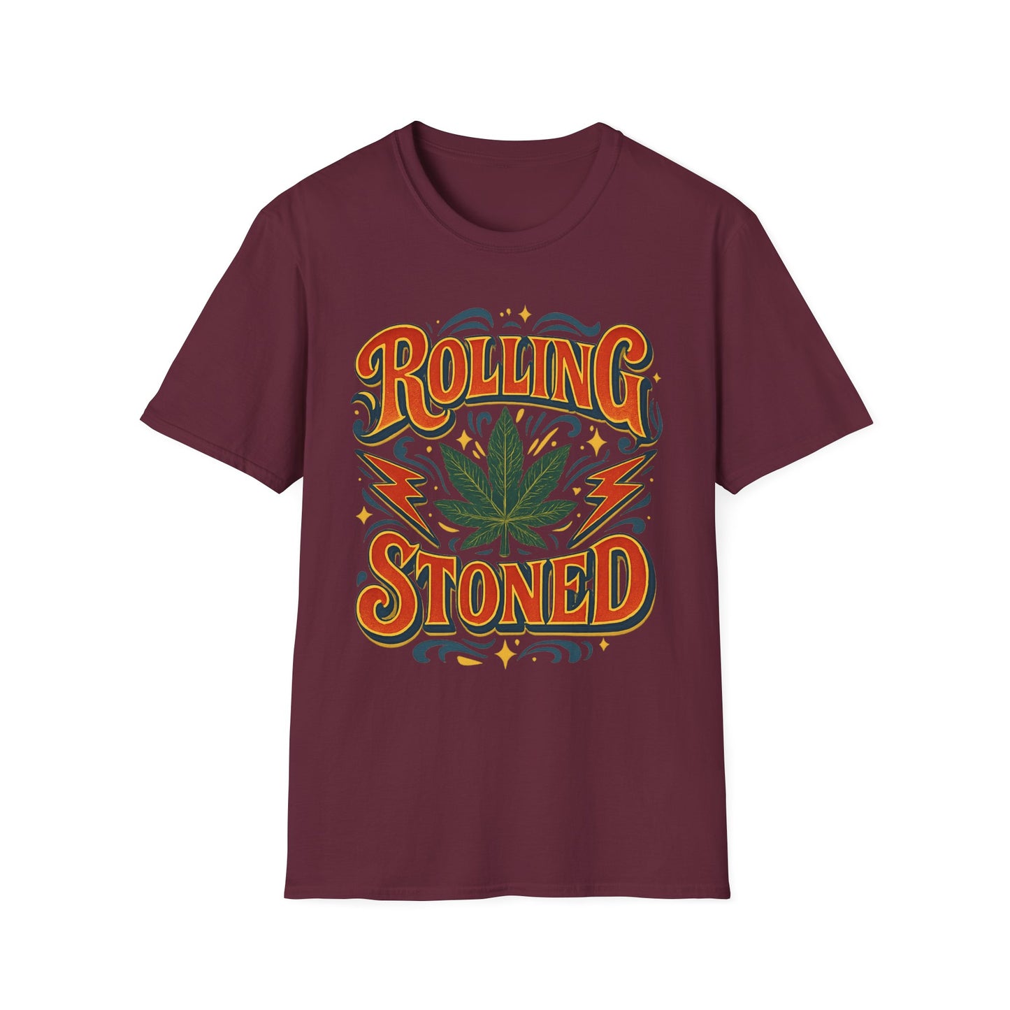 Rolling Stoned Weed Shirt – Funny Cannabis Leaf Tee – Gift for Potheads, 420 Smokers, Stoner Music Fans, and Chill Marijuana Enthusiasts
