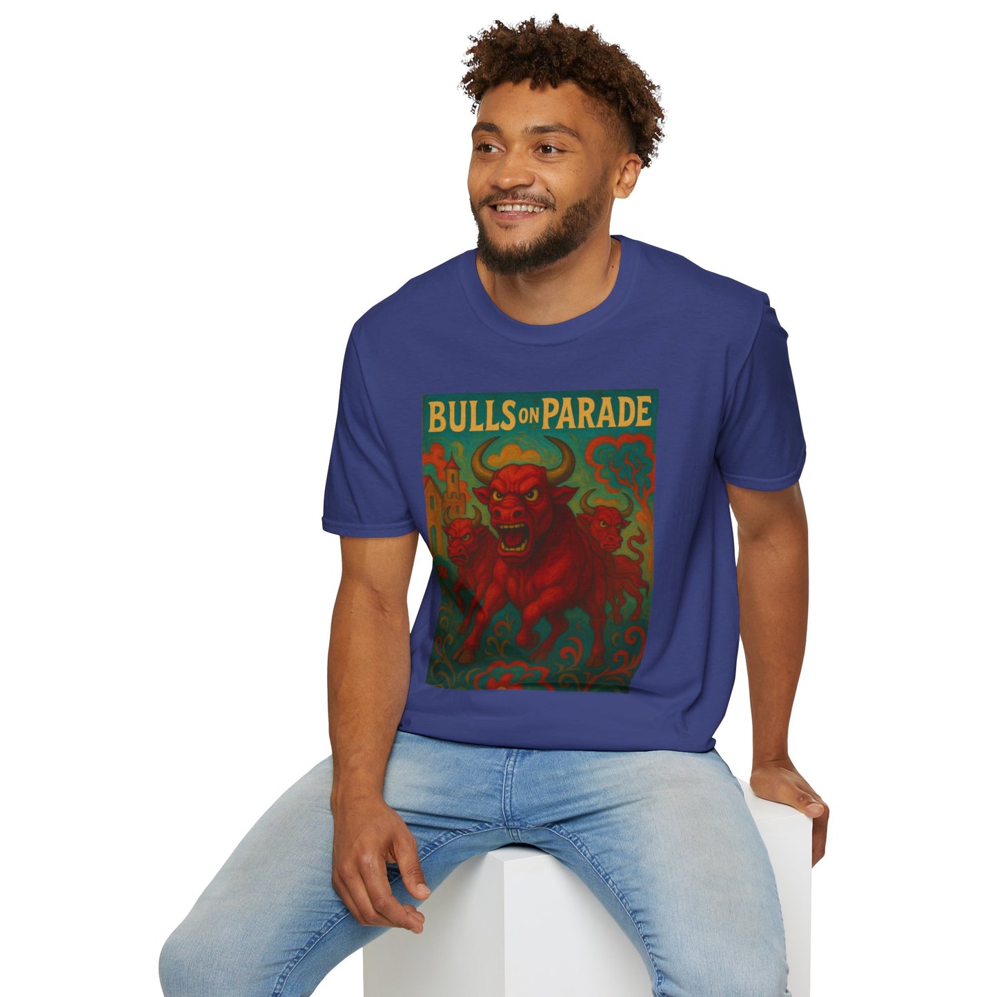 Bulls on Parade Shirt – Psychedelic Rage-Inspired Bull Graphic Tee • Gildan Softstyle® Unisex • Protest Art T-Shirt • Gift for Rage Fans