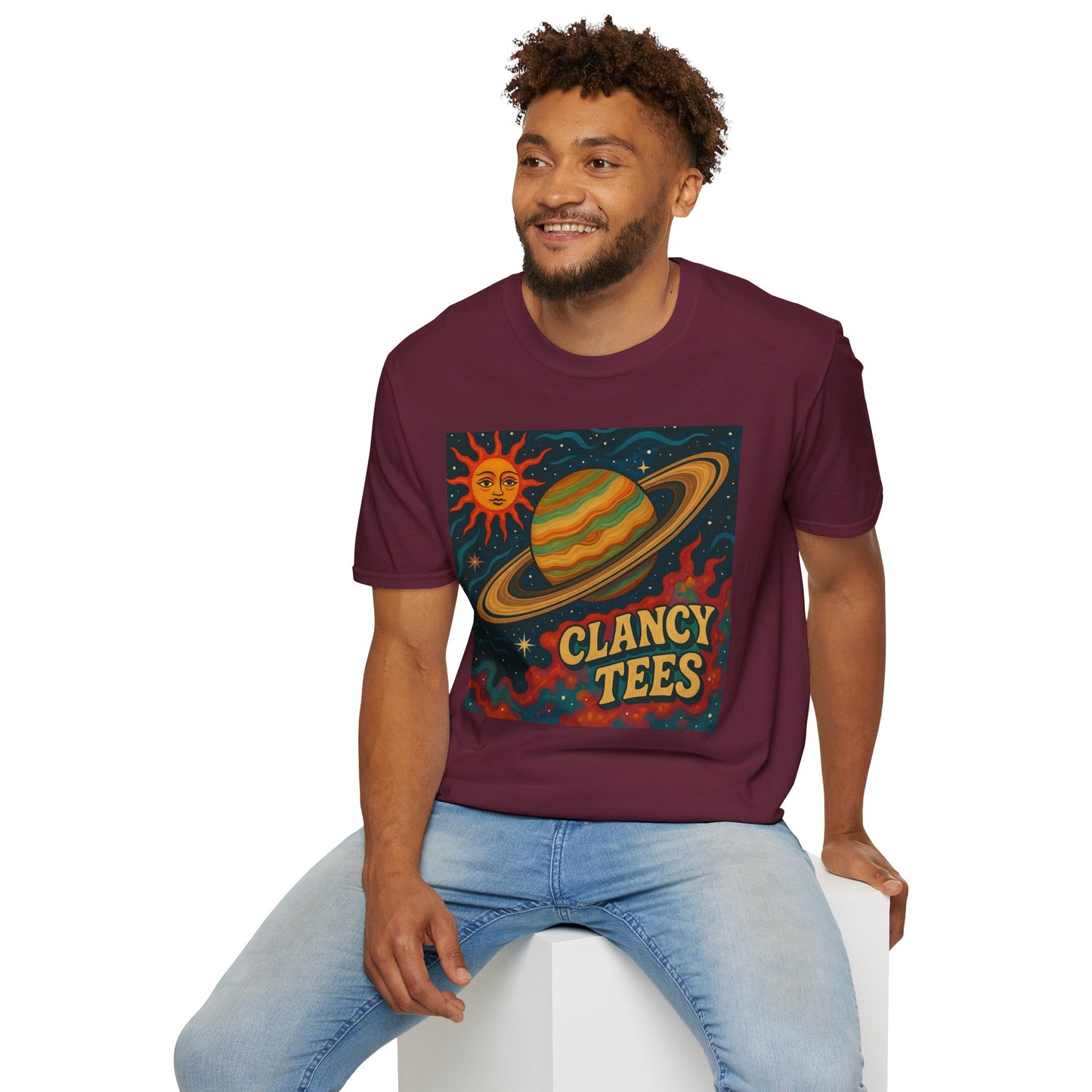 Saturn Sun Shirt – Retro Psychedelic Planet Graphic Tee with Groovy Outer Space Art – Gift for Astronomers, Daydreamers, and Cosmic Wanderers