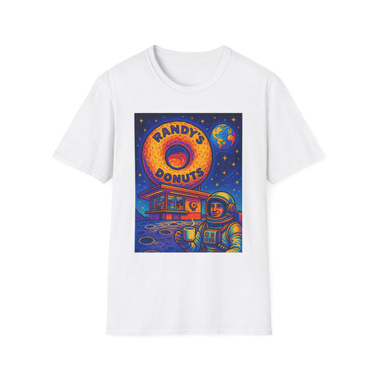 Space Donut T-Shirt – Retro Sci-Fi Astronaut Holding Coffee on the Moon – Gift for Foodies, Dreamers, and Outer Space Humor Fans
