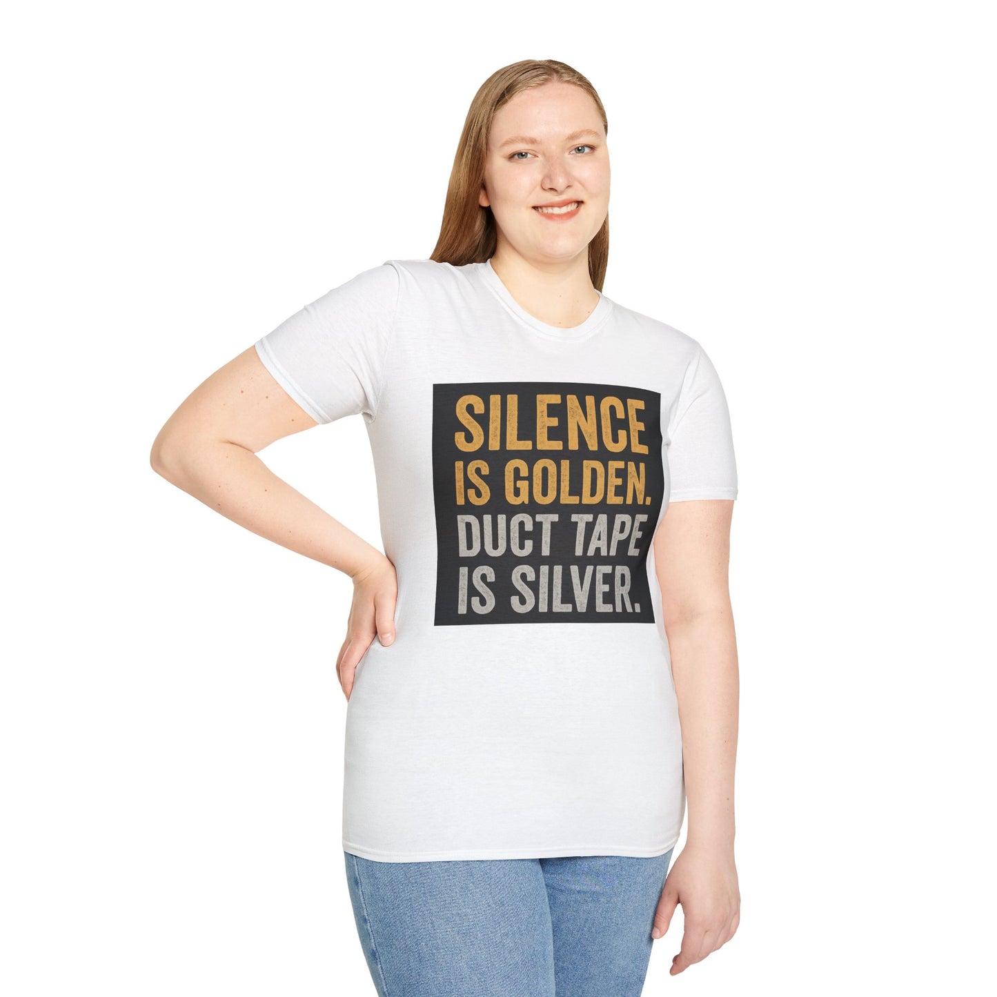 Funny Quote T-Shirt - Silence is Golden Duct Tape is Silver, Gift for Dad, Birthday Gift, Humorous Tee, Unisex Apparel, Casual Wear