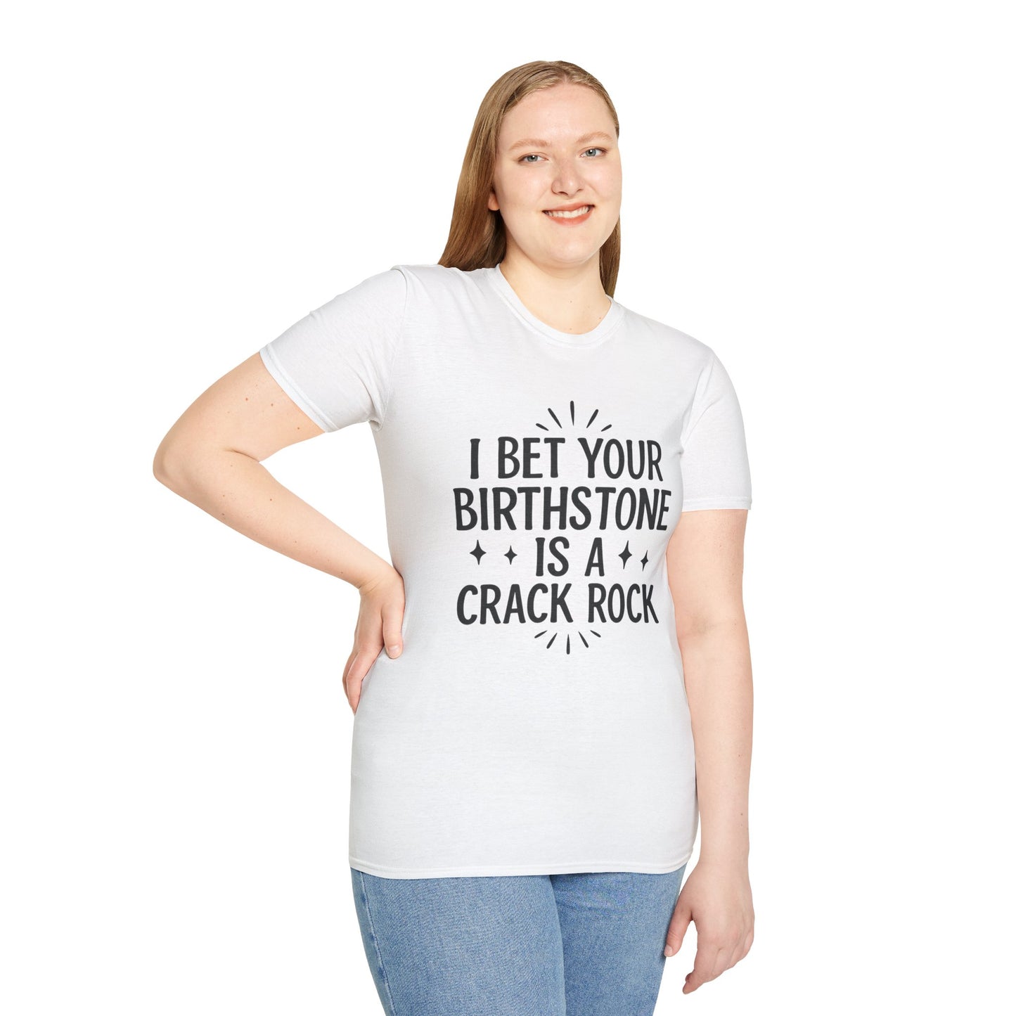Crack Rock Birthstone Shirt – Funny Insult Tee – Gift for Petty Friends, Sarcastic Adults, and People Who Love Dark Humor