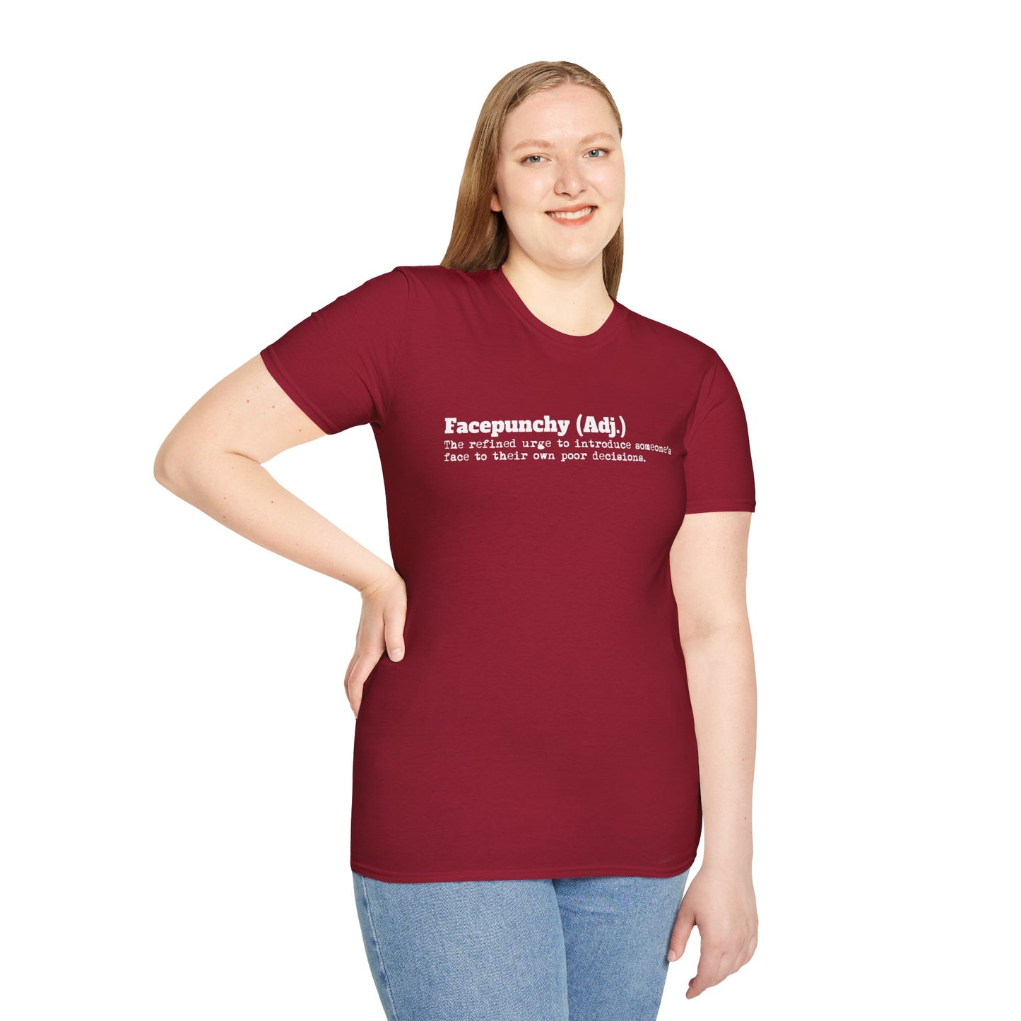 Facepunchy Definition T-Shirt Sarcastic Text Tee Funny Dictionary Shirt for Snarky People Gift for Coworkers with Attitude Passive Aggressive Humor