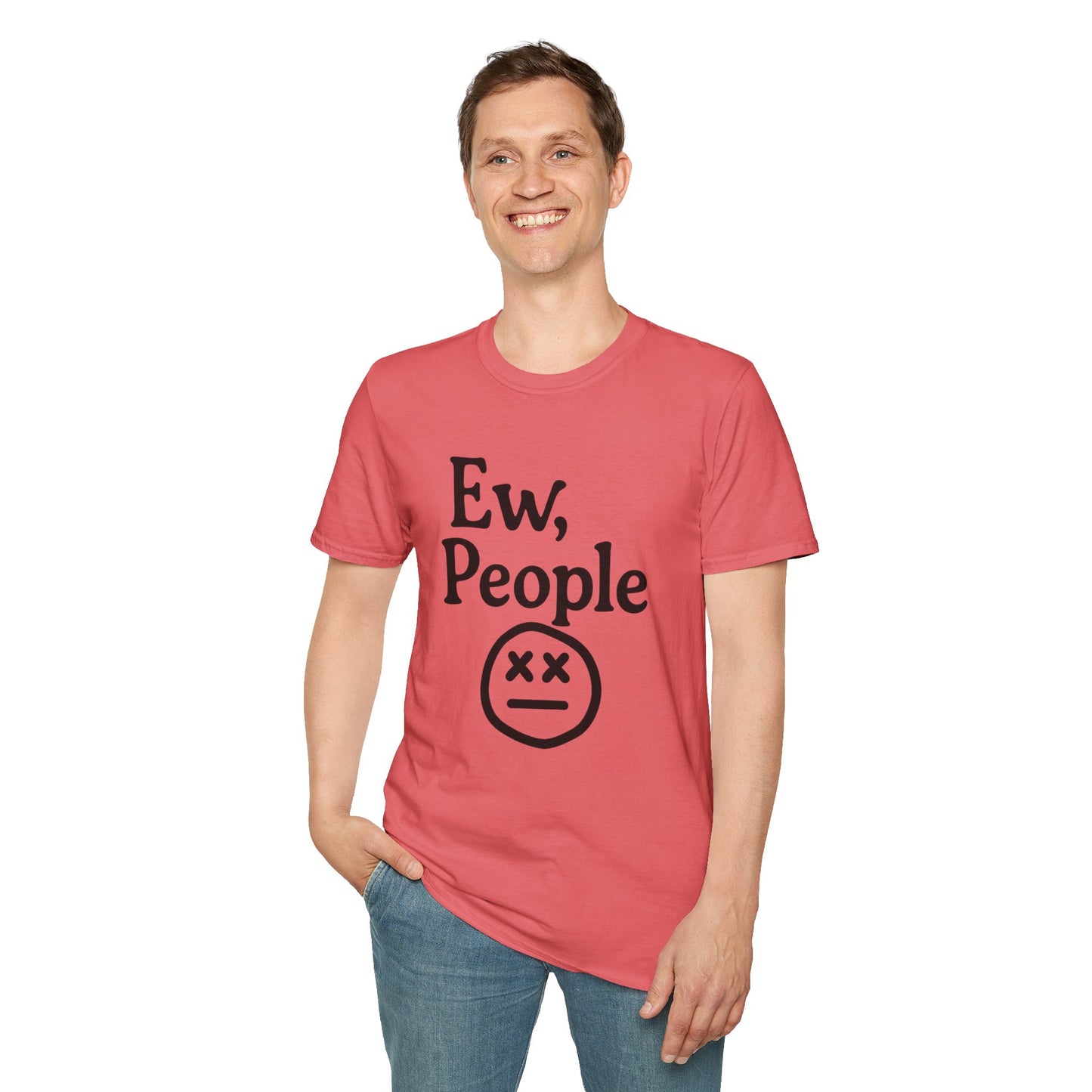 Ew, People Unisex Softstyle T-Shirt | Funny Graphic Tee for Introverts, Gift for Friends, Casual Wear, Comfortable Everyday Shirt
