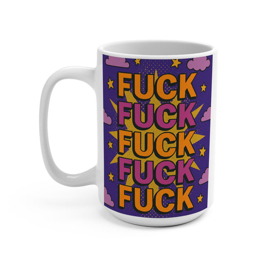 Funny Profanity Mug Bold Comic Style Artwork Ceramic Coffee Cup Gift for Sarcastic Friends