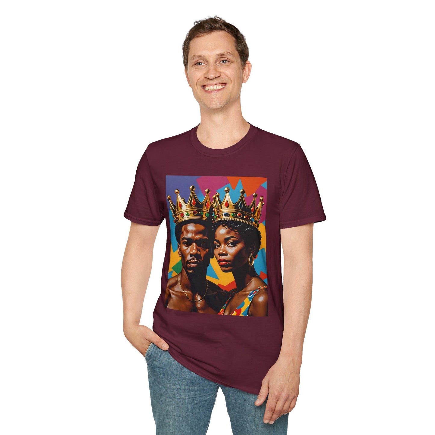 Royalty Crown T-Shirt Afrocentric Power Graphic Tee Black King Queen Shirt Bold Statement Apparel Gift for Couples Gift for Friends Gift for Culture Lovers