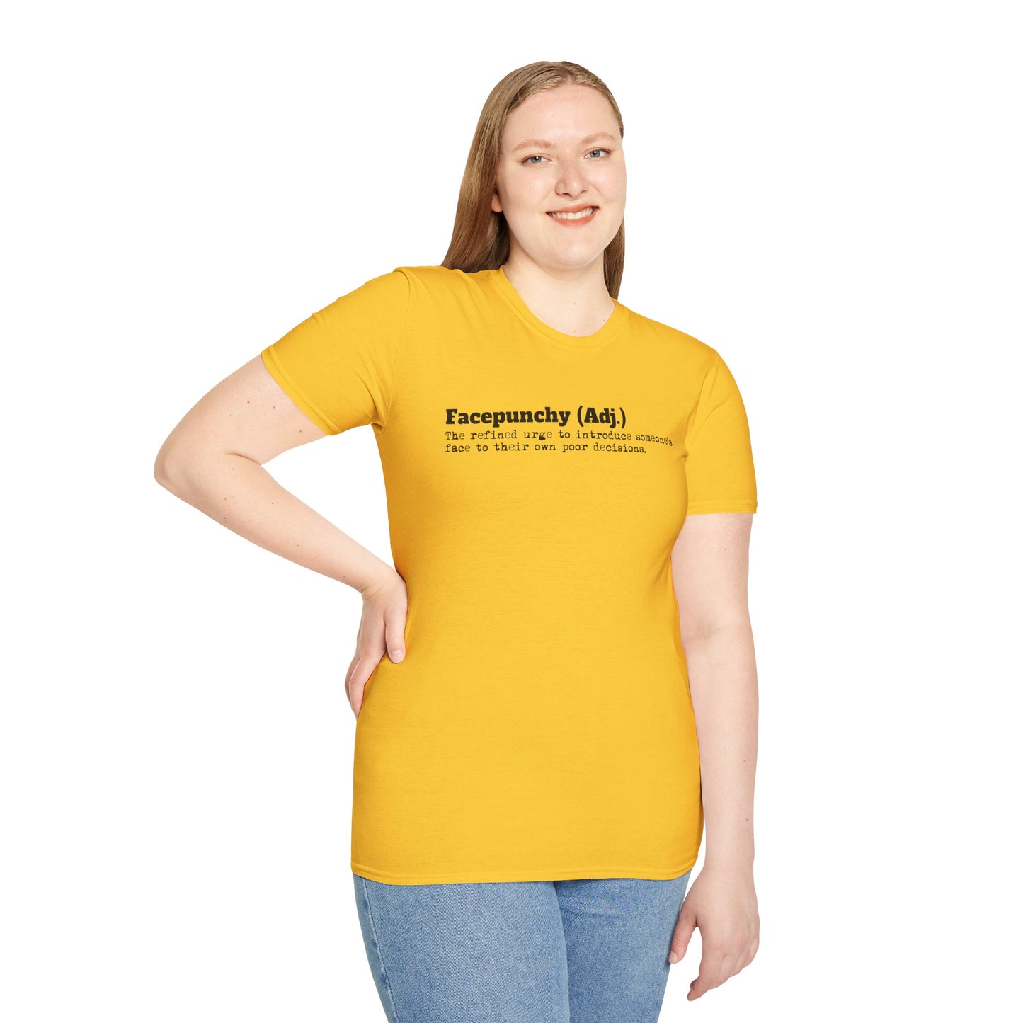 Facepunchy Definition T-Shirt Sarcastic Text Tee Funny Dictionary Shirt for Snarky People Gift for Coworkers with Attitude Passive Aggressive Humor