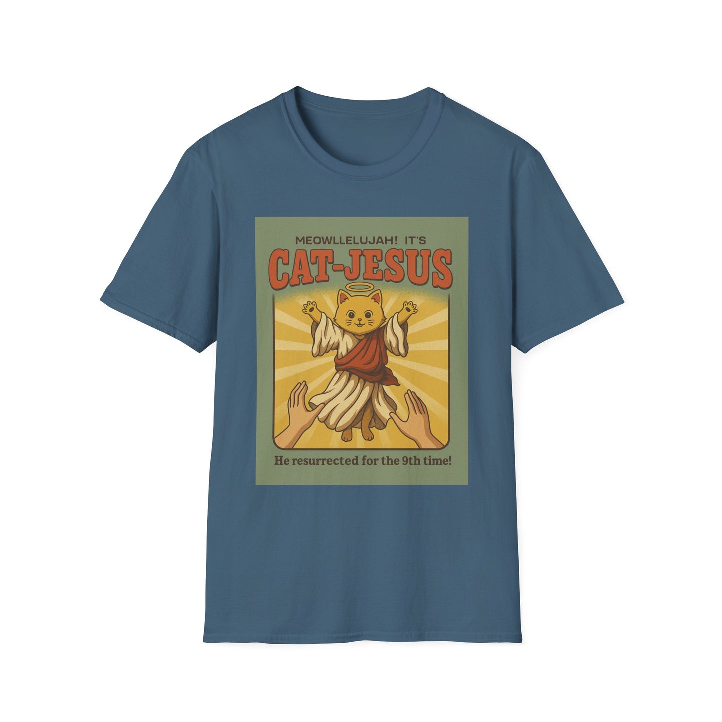 Cat Jesus Funny Resurrected Cat Shirt Meow Hallelujah Tee for Cat Lovers Faith and Felines Fans of Holy Humor and Nine Lives Resurrection Gags