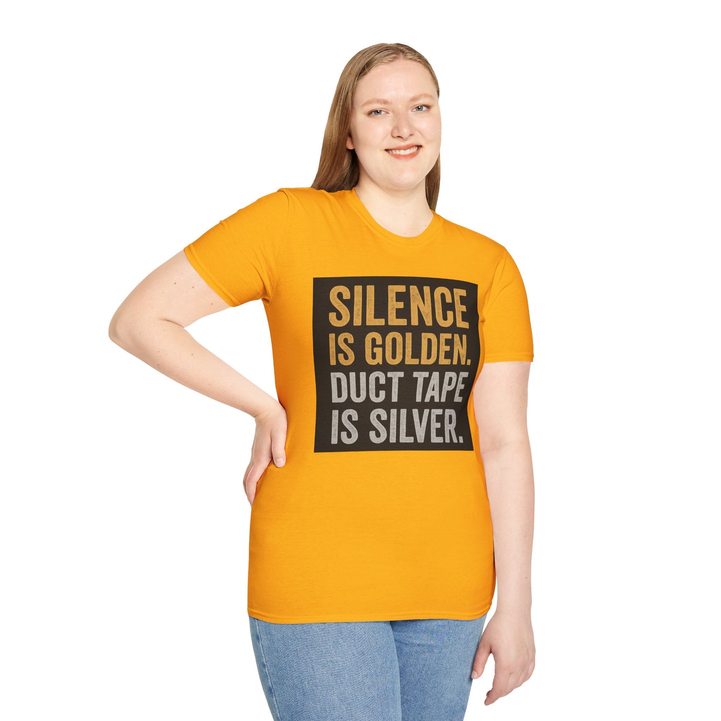 Funny Quote T-Shirt - Silence is Golden Duct Tape is Silver, Gift for Dad, Birthday Gift, Humorous Tee, Unisex Apparel, Casual Wear
